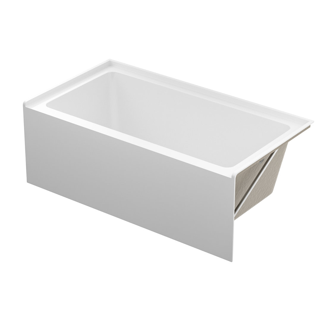 Deep Soaking Acrylic Bathtub, Glossy White Finish, Space-saving Alcove Design For Compact Living
